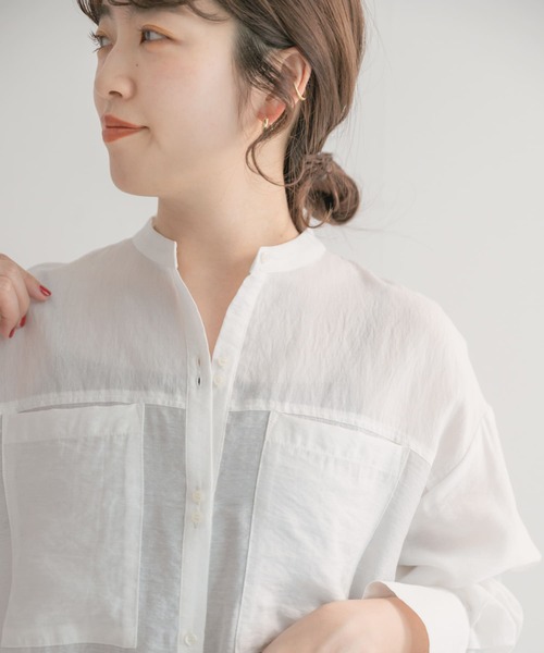 ITEMS URBANRESEARCH（アイテムズ アーバンリサーチ）の「シアーポケットシャツ（シャツ/ブラウス・レディース・ホワイト/ブラック/ブルー/グリーン・FREE）」の22枚目の写真