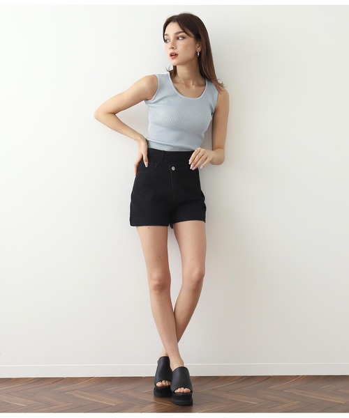 ANAP（アナップ）の「バックリボンニットタンクトップ（タンクトップ・レディース・ライトブルー/ブラック/アイボリー/イエロー×グリーン・FREE）」の10枚目の写真