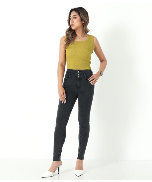 ANAP（アナップ）の「バックリボンニットタンクトップ（タンクトップ・レディース・ライトブルー/ブラック/アイボリー/イエロー×グリーン・FREE）」の12枚目の写真