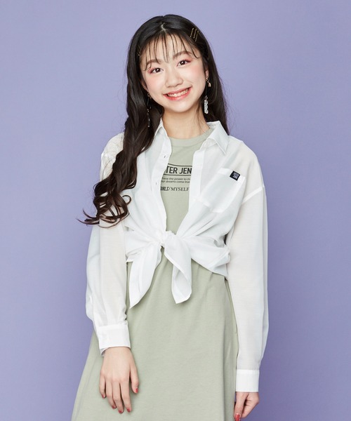 SISTER JENNI（SISTER JENNI）の「シンプルシアーシャツ（シャツ/ブラウス・キッズ・オフホワイト/ミント/イエロー・140cm/160cm/150cm/130cm）」の2枚目の写真