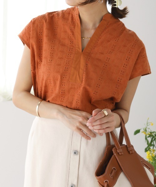 Bou Jeloud（ブージュルード）の「【WEB限定】レースカフタンチュニック（シャツ/ブラウス・レディース・ブラック/オフホワイト/オレンジ・FREE）」の3枚目の写真