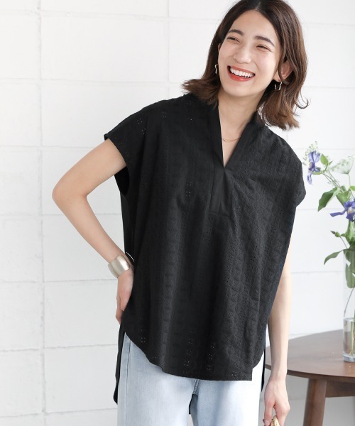 Bou Jeloud（ブージュルード）の「【WEB限定】レースカフタンチュニック（シャツ/ブラウス・レディース・ブラック/オフホワイト/オレンジ・FREE）」の2枚目の写真