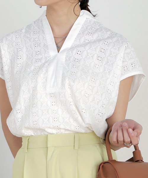 Bou Jeloud（ブージュルード）の「【WEB限定】レースカフタンチュニック（シャツ/ブラウス・レディース・ブラック/オフホワイト/オレンジ・FREE）」の6枚目の写真