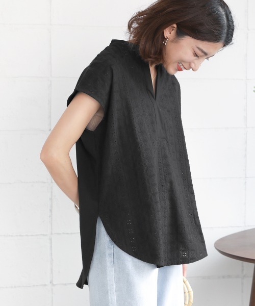 Bou Jeloud（ブージュルード）の「【WEB限定】レースカフタンチュニック（シャツ/ブラウス・レディース・ブラック/オフホワイト/オレンジ・FREE）」の9枚目の写真