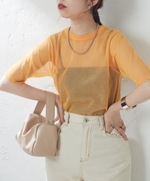 natural couture | シアー半袖配色ニット(ニット/セーター)