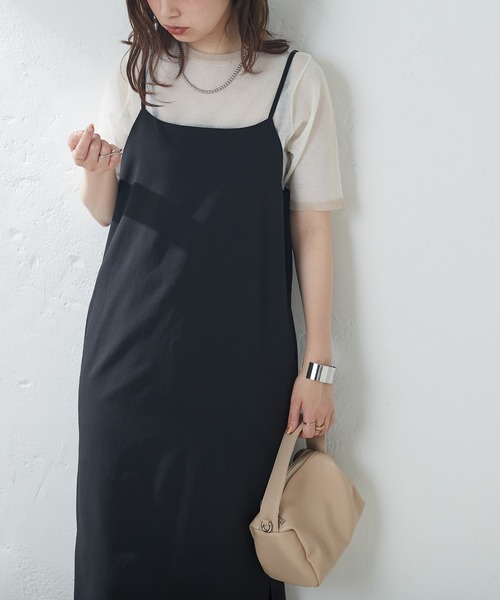 natural couture(ナチュラルクチュール)の「シアー半袖配色ニット(ニット/セーター・レディース・ブラック/オフホワイト/サックスブルー/オレンジ/その他1・FREE)」の7枚目の写真