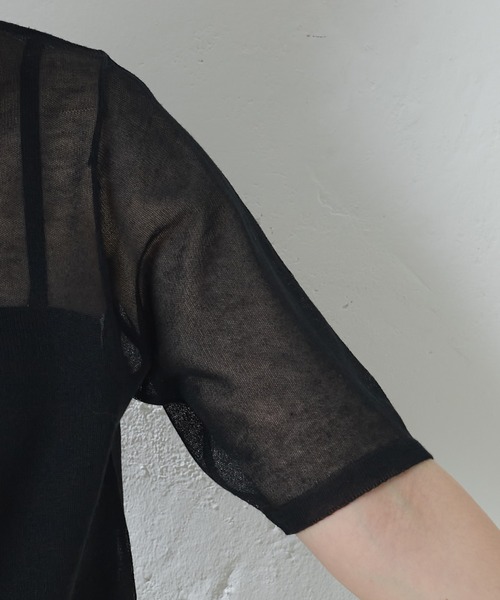 natural couture(ナチュラルクチュール)の「シアー半袖配色ニット(ニット/セーター・レディース・ブラック/オフホワイト/サックスブルー/オレンジ/その他1・FREE)」の22枚目の写真