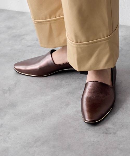 【セール】【Made in Japan】メタルラインソフトレザーフラットパンプス/621301（パンプス）｜HIMIKO（ヒミコ）