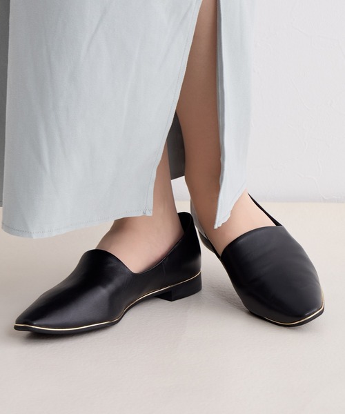 【セール】【Made in Japan】メタルラインソフトレザーフラットパンプス/621301（パンプス）｜HIMIKO（ヒミコ）