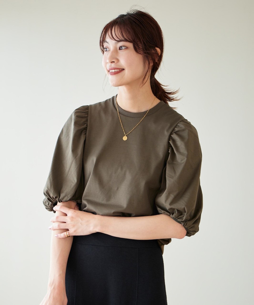 IENA(イエナ)の「バルーンスリーブプルオーバー(Tシャツ/カットソー・レディース・ブラック/ホワイト/カーキ・FREE)」の22枚目の写真