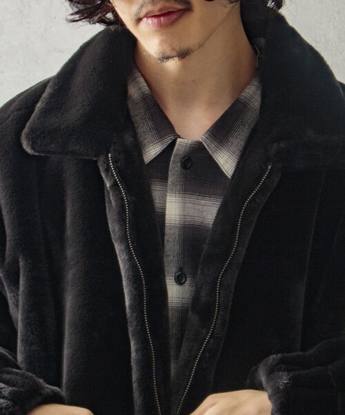 GLOSTER（グロスター）の「【GLOSTER/グロスター】フェイクファーブルゾン ビッグシルエット（その他アウター・メンズ・ブラック/ベージュ/グレー・M/L）」の6枚目の写真