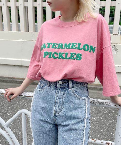 Figments(フィグメンツ)の「WATERMELON Tシャツ(Tシャツ/カットソー・レディース・ホワイト/ブラック/ピンク・FREE)」の3枚目の写真