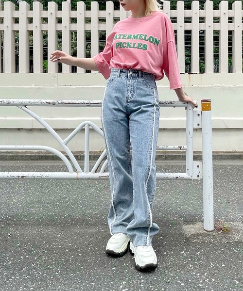 Figments(フィグメンツ)の「WATERMELON Tシャツ(Tシャツ/カットソー・レディース・ホワイト/ブラック/ピンク・FREE)」の4枚目の写真
