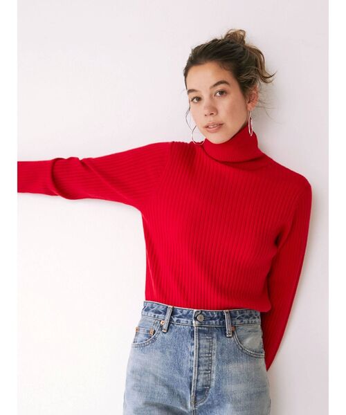 Ungrid（アングリッド）の「ウォッシャブルタートルニット（ニット/セーター・レディース・チャコールグレー/アイボリー/ヘザーグレー/グリーン/ブルー/オレンジ/レッド/ブラック・FREE）」の15枚目の写真