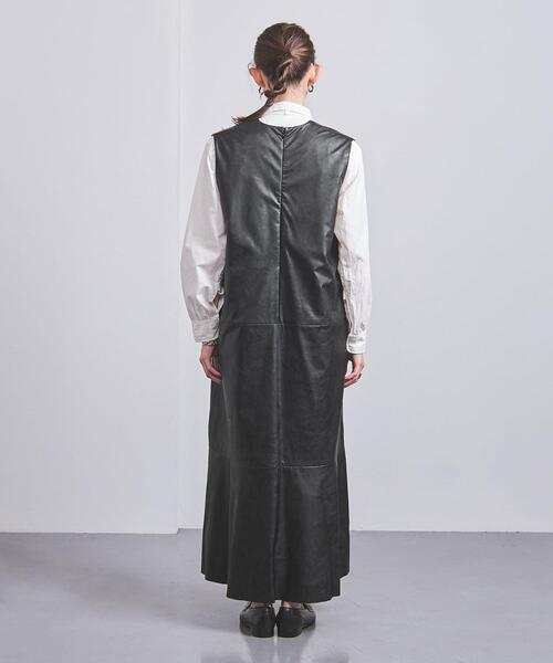 SACRA（サクラ）の「＜SACRA＞フェイクレザー ジャンパースカート 