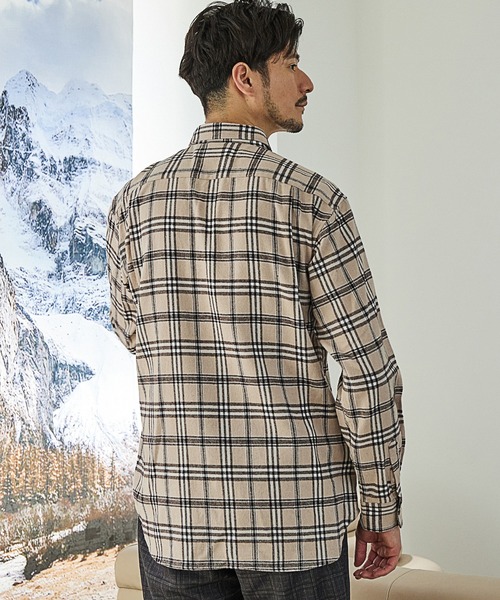 UNION STATION（ユニオンステーション）の「ネルチェックシャツ/ネルシャツ/綿100％（シャツ/ブラウス・メンズ・ベージュ/グレー/ベージュ系その他・LL/M/L）」の5枚目の写真