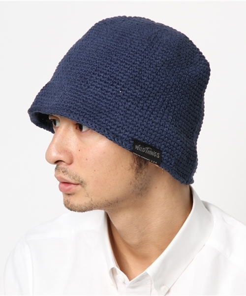 WILD THINGS（ワイルドシングス）の「WILDTHINGS / CROCHET HAT（ハット・メンズ・ナチュラル/ネイビー・ONE SIZE）」の7枚目の写真