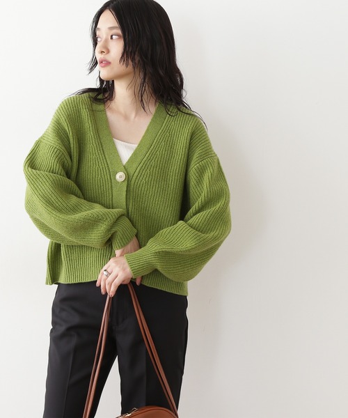 N.（N. Natural Beauty Basic）（エヌエヌナチュラルビューティーベーシック）の「◆ウール混ショートカーディガン（カーディガン/ボレロ・レディース・オフホワイト/ピンク/グリーン/チャコール・MEDIUM）」の4枚目の写真