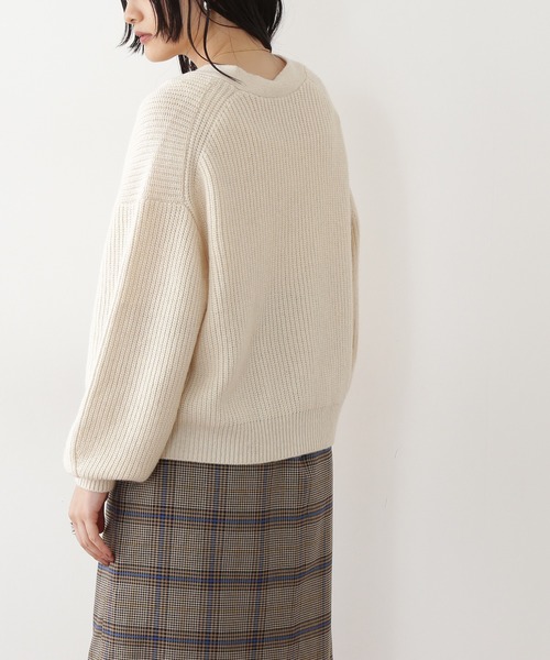 N.（N. Natural Beauty Basic）（エヌエヌナチュラルビューティーベーシック）の「◆ウール混ショートカーディガン（カーディガン/ボレロ・レディース・オフホワイト/ピンク/グリーン/チャコール・MEDIUM）」の12枚目の写真