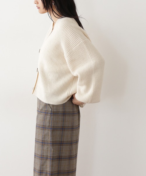 N.（N. Natural Beauty Basic）（エヌエヌナチュラルビューティーベーシック）の「◆ウール混ショートカーディガン（カーディガン/ボレロ・レディース・オフホワイト/ピンク/グリーン/チャコール・MEDIUM）」の8枚目の写真