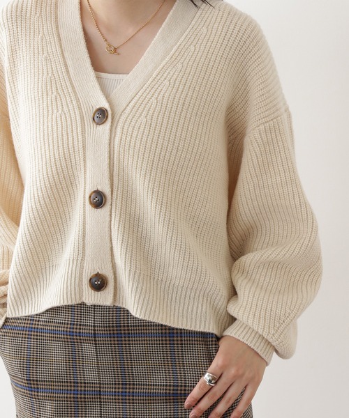 N.（N. Natural Beauty Basic）（エヌエヌナチュラルビューティーベーシック）の「◆ウール混ショートカーディガン（カーディガン/ボレロ・レディース・オフホワイト/ピンク/グリーン/チャコール・MEDIUM）」の10枚目の写真