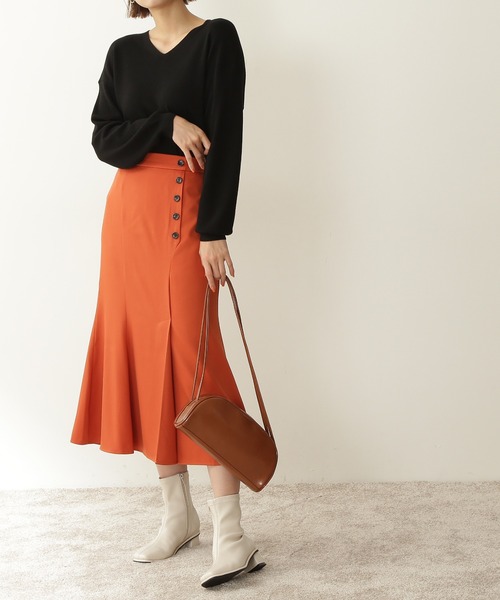 N.（N. Natural Beauty Basic）（エヌエヌナチュラルビューティーベーシック）の「サイドボタンマーメイドスカート（スカート・レディース・ホワイト/オレンジ/グリーン系その他・MEDIUM）」の3枚目の写真