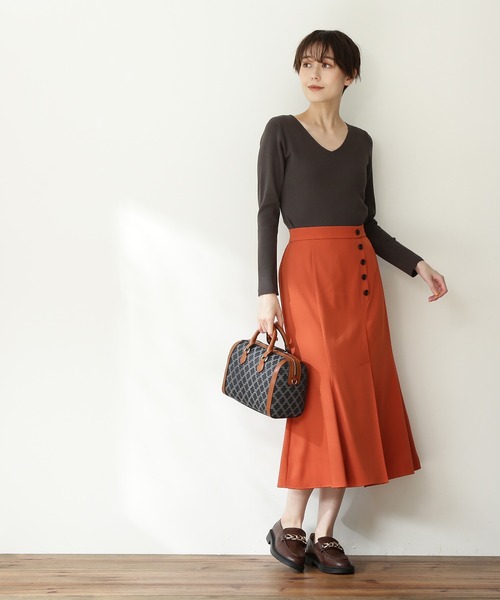 N.（N. Natural Beauty Basic）（エヌエヌナチュラルビューティーベーシック）の「サイドボタンマーメイドスカート（スカート・レディース・ホワイト/オレンジ/グリーン系その他・MEDIUM）」の8枚目の写真