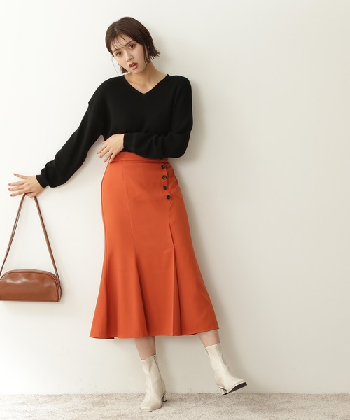 N.（N. Natural Beauty Basic）（エヌエヌナチュラルビューティーベーシック）の「サイドボタンマーメイドスカート（スカート・レディース・ホワイト/オレンジ/グリーン系その他・MEDIUM）」の10枚目の写真