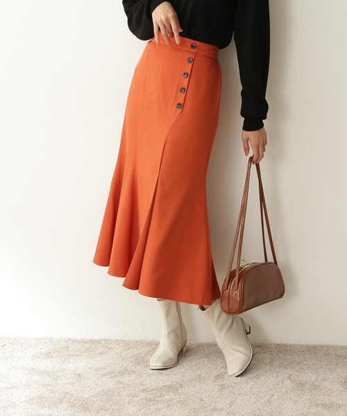 N.（N. Natural Beauty Basic）（エヌエヌナチュラルビューティーベーシック）の「サイドボタンマーメイドスカート（スカート・レディース・ホワイト/オレンジ/グリーン系その他・MEDIUM）」の7枚目の写真