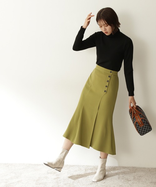 N.（N. Natural Beauty Basic）（エヌエヌナチュラルビューティーベーシック）の「サイドボタンマーメイドスカート（スカート・レディース・ホワイト/オレンジ/グリーン系その他・MEDIUM）」の5枚目の写真