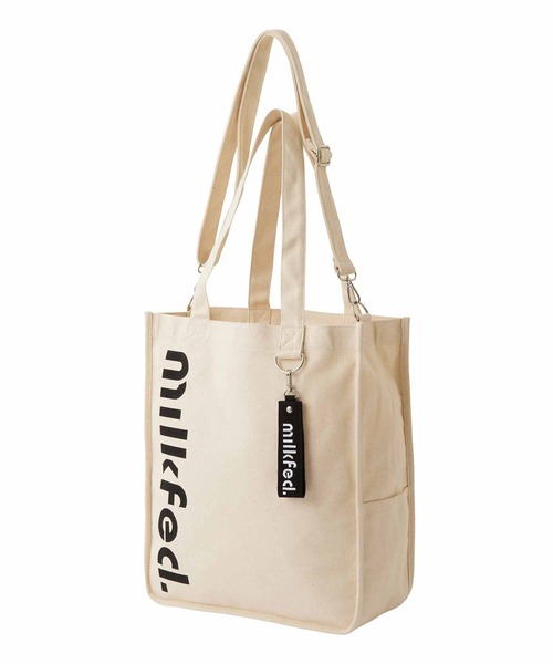MILKFED.(ミルクフェド)の「ROUND LOGO 2WAY PC TOTE(ショルダーバッグ・レディース・ホワイト/ブラック/ライトピンク・ONE SIZE)」の2枚目の写真