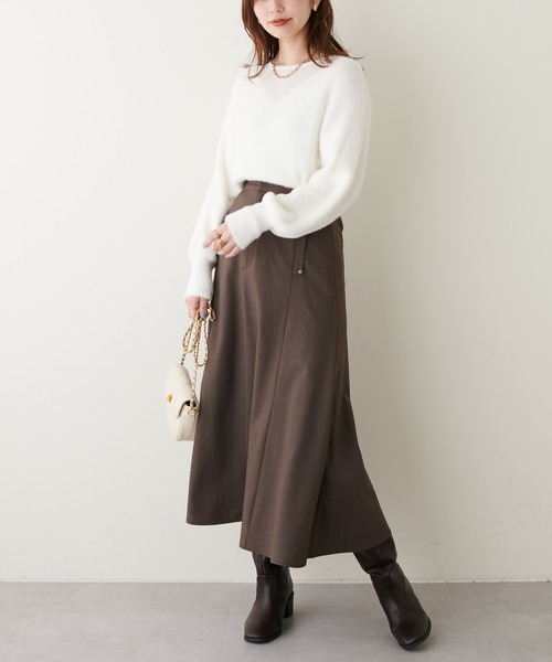 natural couture(ナチュラルクチュール)の「ふわふわシャギー×シアーニット(ニット/セーター・レディース・オフホワイト/ピンク/グレー/ブラウン/ベージュ・FREE)」の9枚目の写真