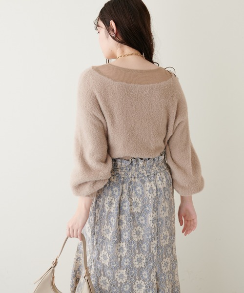 natural couture(ナチュラルクチュール)の「ふわふわシャギー×シアーニット(ニット/セーター・レディース・オフホワイト/ピンク/グレー/ブラウン/ベージュ・FREE)」の19枚目の写真