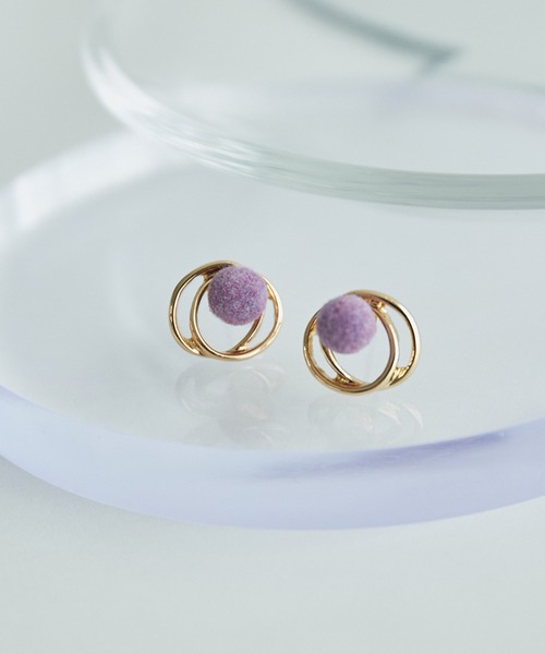 ROPE' PICNIC（ロペピクニック）の「ミニベロアボールピアス（ピアス（両耳用）・レディース・ラベンダー/グレー・FREE）」の2枚目の写真