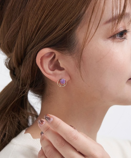 ROPE' PICNIC（ロペピクニック）の「ミニベロアボールピアス（ピアス（両耳用）・レディース・ラベンダー/グレー・FREE）」の7枚目の写真