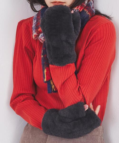 coen（コーエン）の「フェイクファーミトン（手袋・レディース・イエロー/オフホワイト/ダークグレー/ブラウン・FREE）」の8枚目の写真