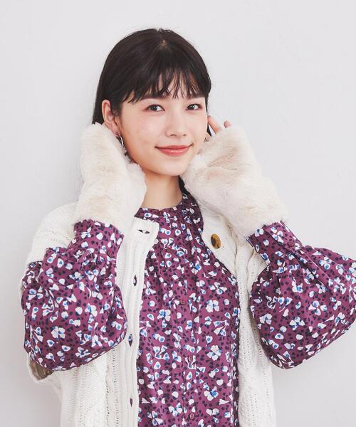 coen（コーエン）の「フェイクファーミトン（手袋・レディース・イエロー/オフホワイト/ダークグレー/ブラウン・FREE）」の13枚目の写真