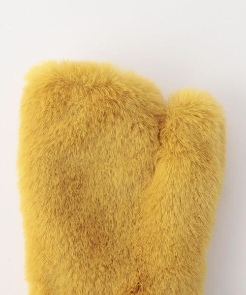 coen（コーエン）の「フェイクファーミトン（手袋・レディース・イエロー/オフホワイト/ダークグレー/ブラウン・FREE）」の17枚目の写真