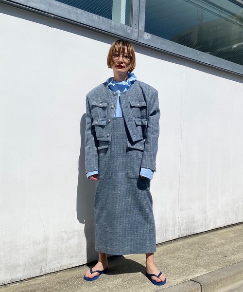 HOLIDAY&HOLIDAY ノーカラーツイードジャケット HOLIDAY（ホリデイ）の「TWEED JACKET ツイードジャケット（ノー