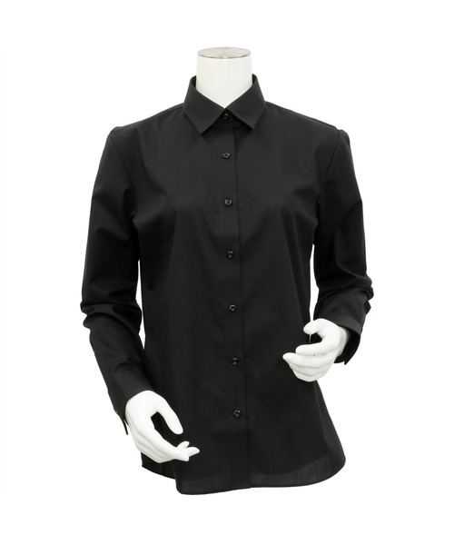 TOKYO SHIRTS（トウキョウシャツ）の「形態安定ノーアイロン レギュラー衿 長袖ビジネスワイシャツ（ビジネスシャツ・レディース・ブラック・XS/S/M/L/LL/XL）」の2枚目の写真