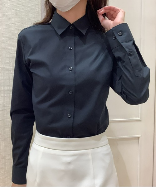 TOKYO SHIRTS（トウキョウシャツ）の「形態安定ノーアイロン レギュラー衿 長袖ビジネスワイシャツ（ビジネスシャツ・レディース・ブラック・XS/S/M/L/LL/XL）」の14枚目の写真