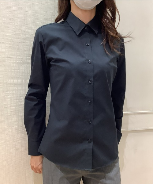 TOKYO SHIRTS（トウキョウシャツ）の「形態安定ノーアイロン レギュラー衿 長袖ビジネスワイシャツ（ビジネスシャツ・レディース・ブラック・XS/S/M/L/LL/XL）」の12枚目の写真