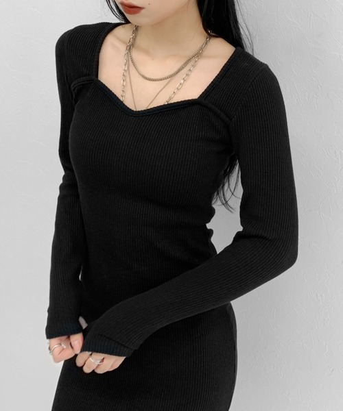 バビロン♡バックVカットロングワンピース BACK OPEN CUT JQ L/OP バック オープン カット ジャガード