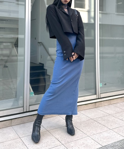 新品♡SOUSOU コラボ ストレッチコーデュロイヘンリーネックロングワンピース LVEU.】ハートネックストレッチロングワンピース / ロングワンピ