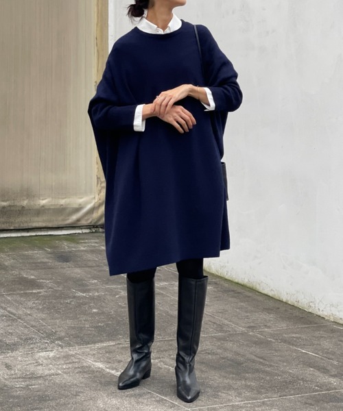 BEARDSLEY（ビアズリー）の「ビッグロングクルーニット（ニット/セーター・レディース・ピンク/ネイビー・FREE）」の21枚目の写真