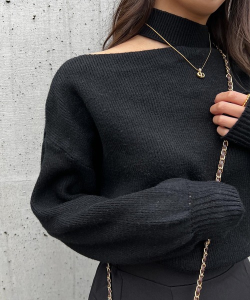 Lamoa（ラモア）の「Lamoa/ショルダーカット ボリュームスリーブ ニット（ニット/セーター・レディース・アイボリー/ブラック/グレー/ブラウン・FREE）」の15枚目の写真