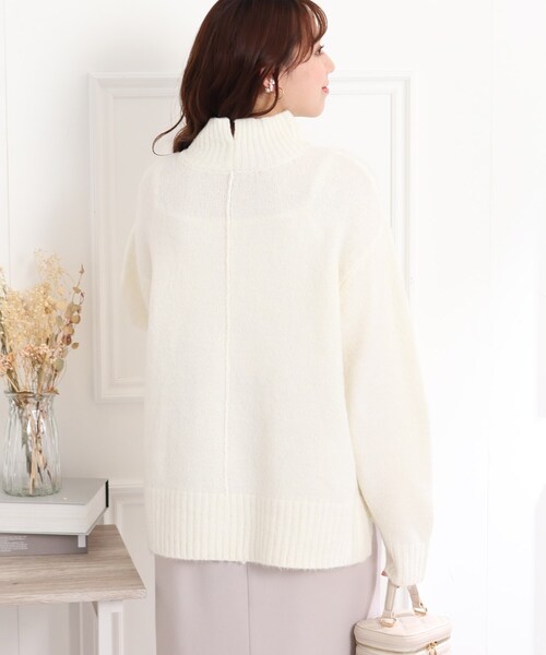 【ふわふわパステルカラーニット】ヤクライクモックネックニット