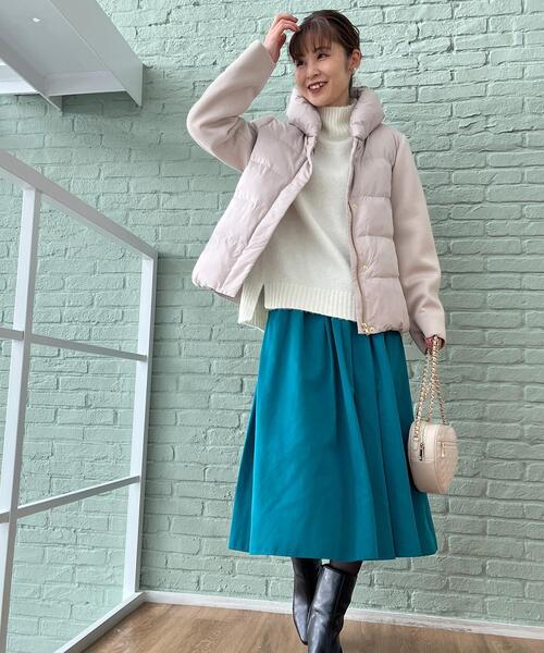 【ふわふわパステルカラーニット】ヤクライクモックネックニット