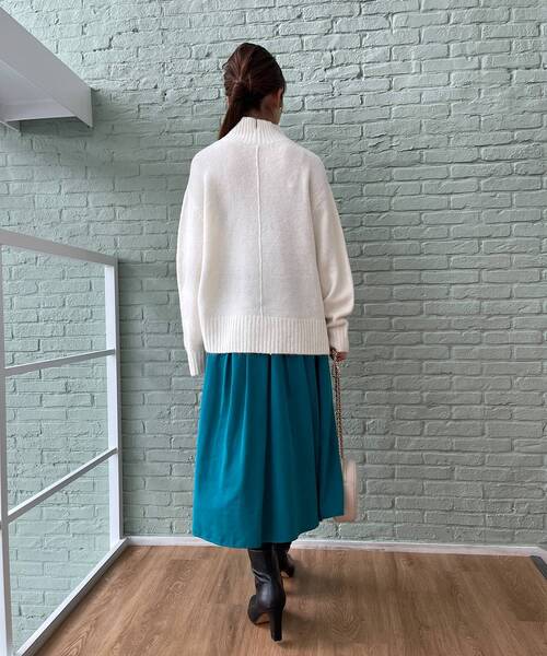 【ふわふわパステルカラーニット】ヤクライクモックネックニット