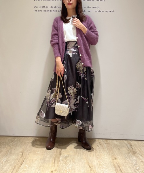 極美品 アプワイザーリッシェ ふわふわミドルカーデ アンゴラ ベージュ Apuweiser-riche（アプワイザーリッシェ）の「ふわふわミドル